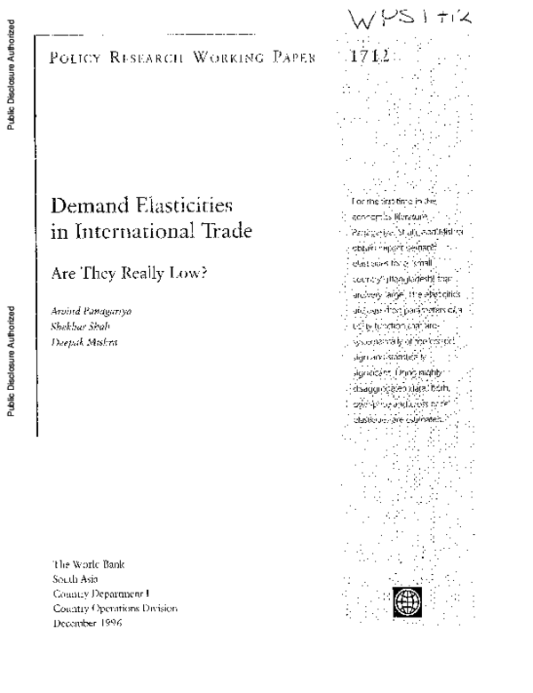 (PDF) Demand elasticities in international trade: are they really low?