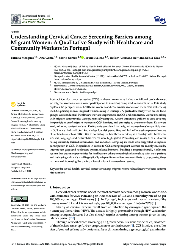(PDF) Understanding Cervical Cancer Screening Barriers among Migrant ...