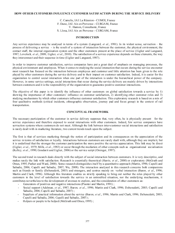 (PDF) How other customers influence client satisfaction during the ...