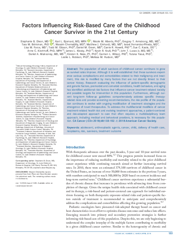 (PDF) Factors influencing risk-based care of the childhood cancer ...