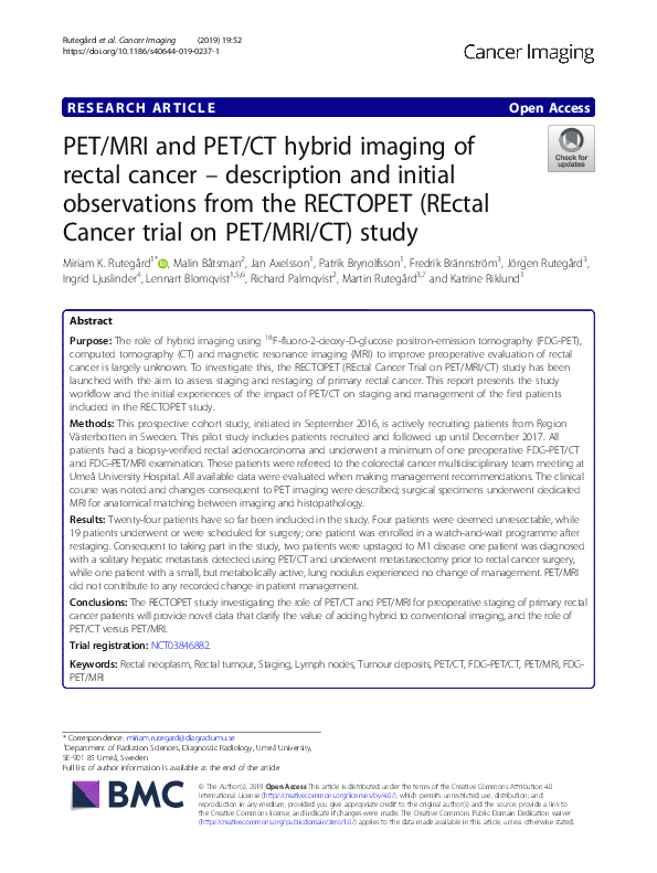 (PDF) PET/MRI and PET/CT hybrid imaging of rectal cancer – description ...