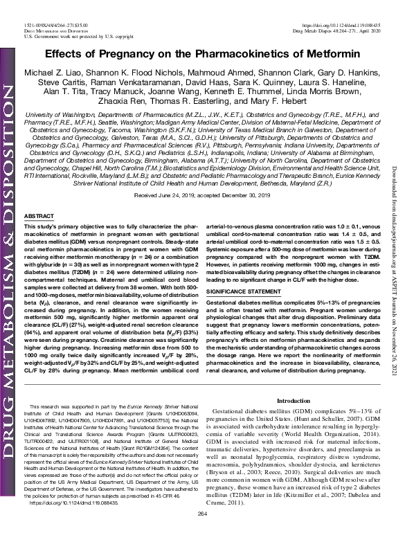 (PDF) Effects of Pregnancy on the Pharmacokinetics of Metformin