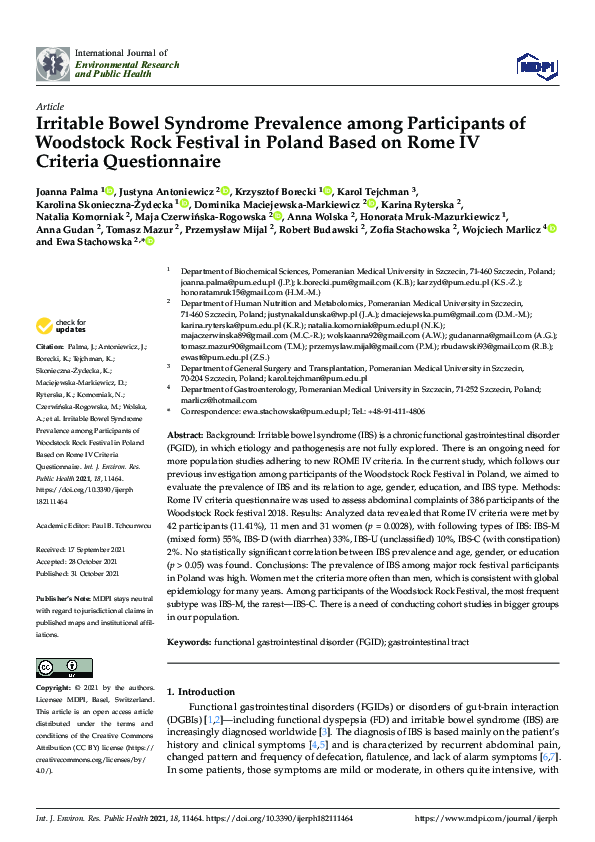 (PDF) Irritable Bowel Syndrome Prevalence among Participants of ...