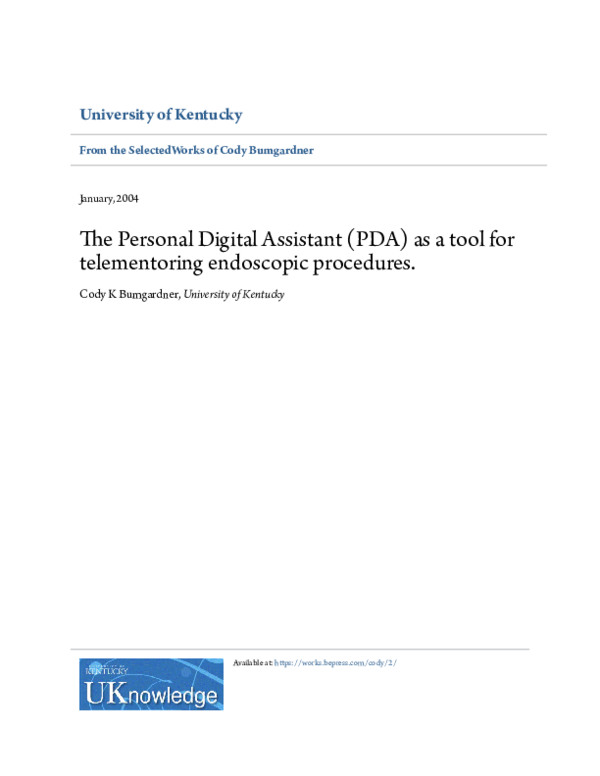 (PDF) The personal digital assistant (PDA) as a tool for telementoring ...