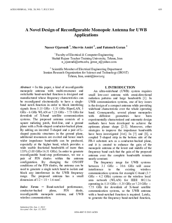 (PDF) A Novel Design of Reconfigurable Monopole Antenna for UWB ...