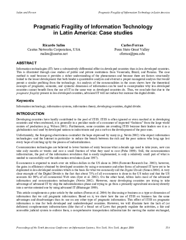 (PDF) in Latin America: Case studies