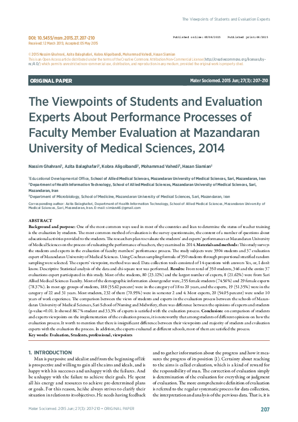 (PDF) The Viewpoints of Students and Evaluation Experts About ...