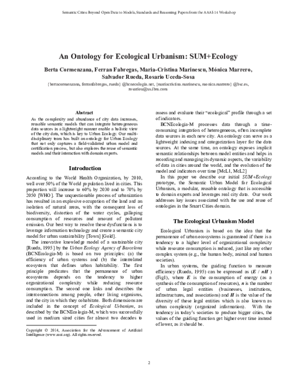 (PDF) An Ontology for Ecological Urbanism : SUM + Ecology