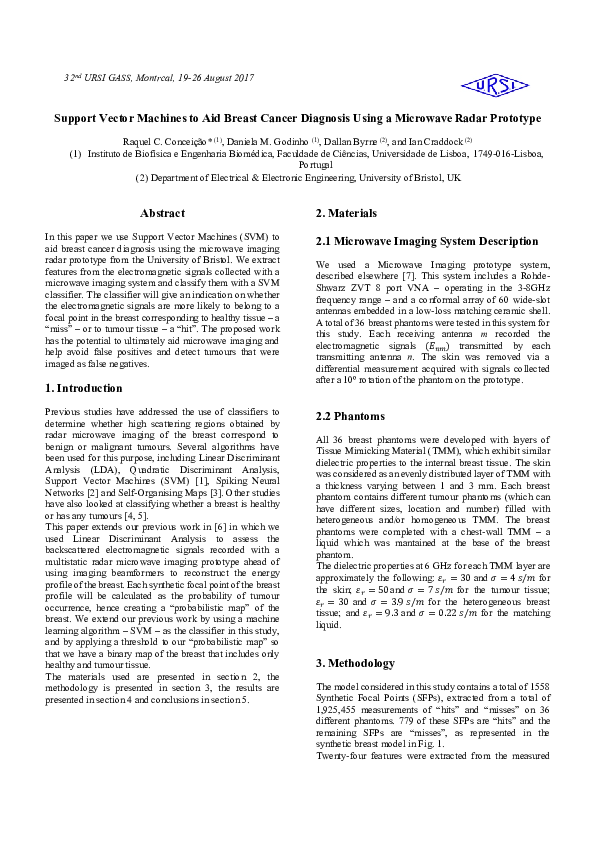 (PDF) Support Vector Machines to aid breast cancer diagnosis using a ...