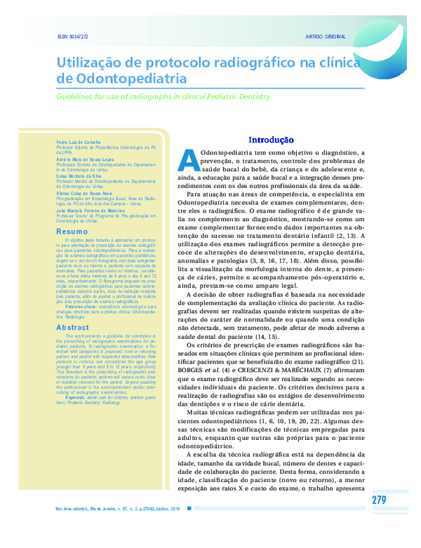 (PDF) Utilização de protocolo radiográfico na clínica de