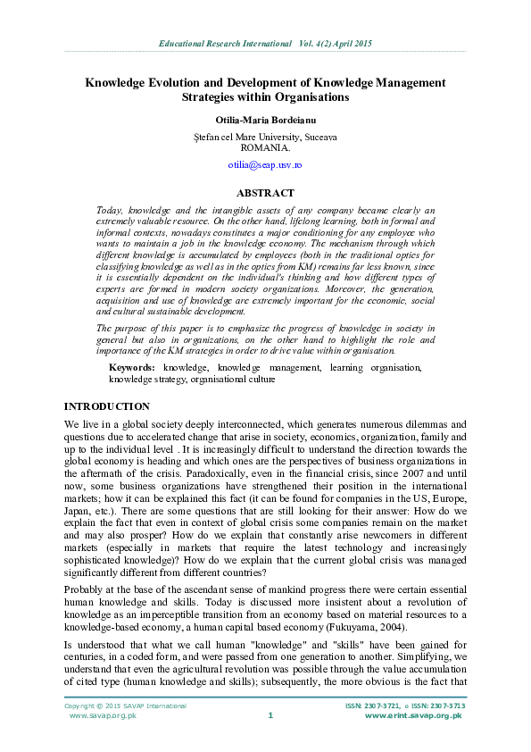 (PDF) Knowledge Evolution and Development of Knowledge Management ...