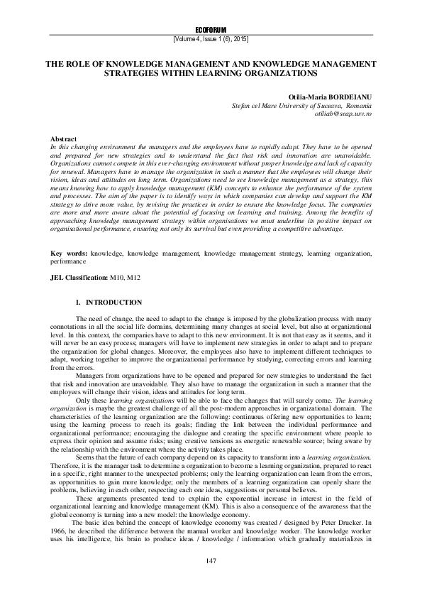 (PDF) The Role of Knowledge Management and Knowledge Management ...