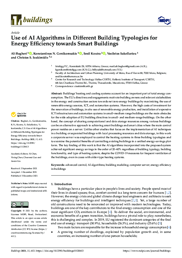 (PDF) Use of AI Algorithms in Different Building Typologies for Energy ...