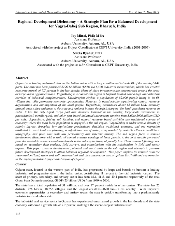 (PDF) Regional Development Dichotomy A Strategic Plan for a Balanced