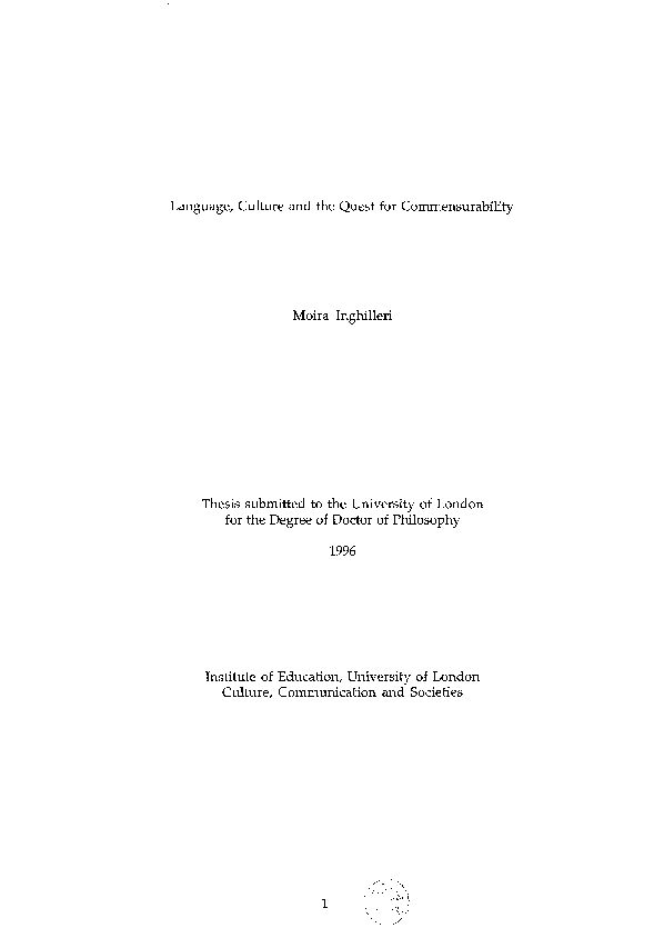 Language, culture and the quest for commensurability