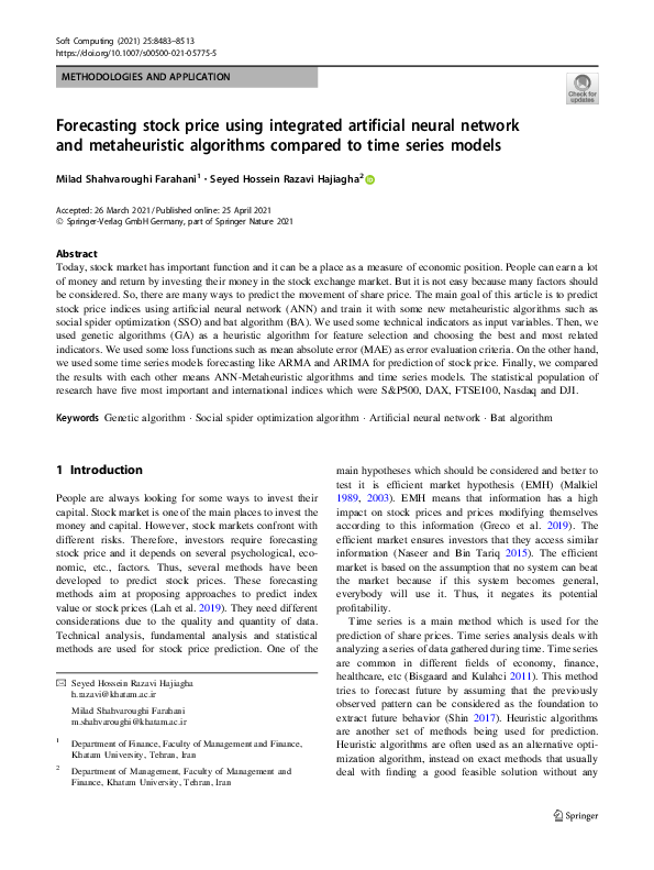 (PDF) Forecasting stock price using integrated artificial neural ...