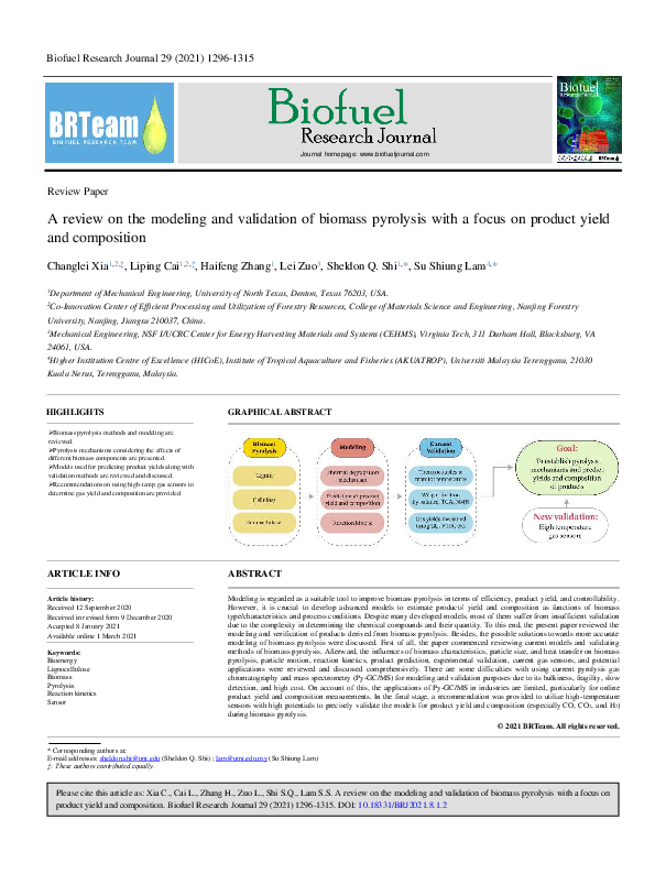 (PDF) A review on the modeling and validation of biomass pyrolysis with ...