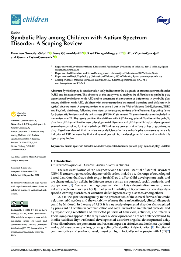 (PDF) Symbolic Play among Children with Autism Spectrum Disorder: A ...