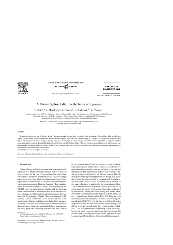 (PDF) A Robust Spline Filter on the basis of L2-norm