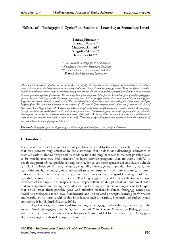 (PDF) Effects of “ Pedagogical Cycles ” on Students ’ Learning at ...