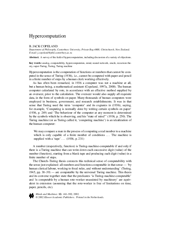 (PDF) Hypercomputation