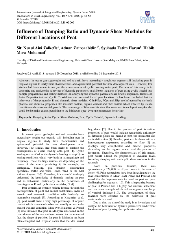 (PDF) Influence of Damping Ratio and Dynamic Shear Modulus for ...
