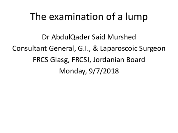 (PDF) Examination of the Lump