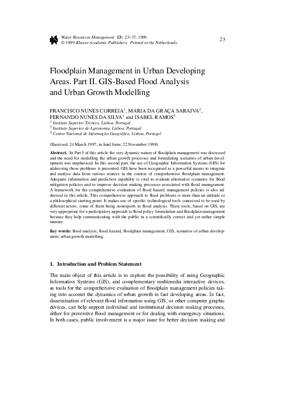 (PDF) Floodplain Management In Urban Developing Areas. Part II. GIS ...