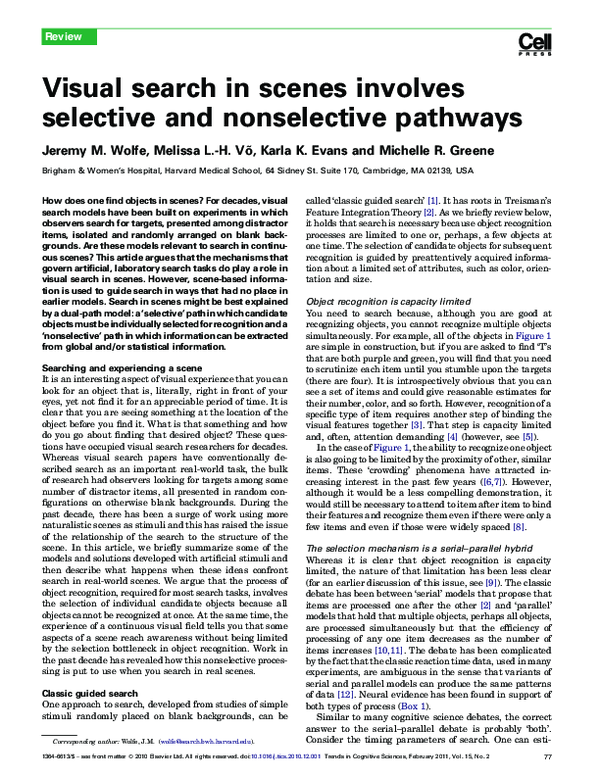 (PDF) Visual search in scenes involves selective and nonselective pathways