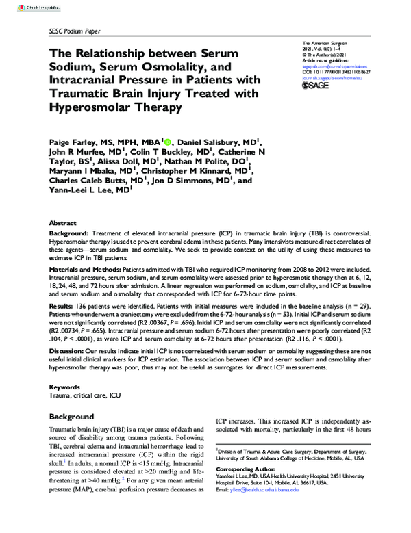 (PDF) The Relationship between Serum Sodium, Serum Osmolality, and ...