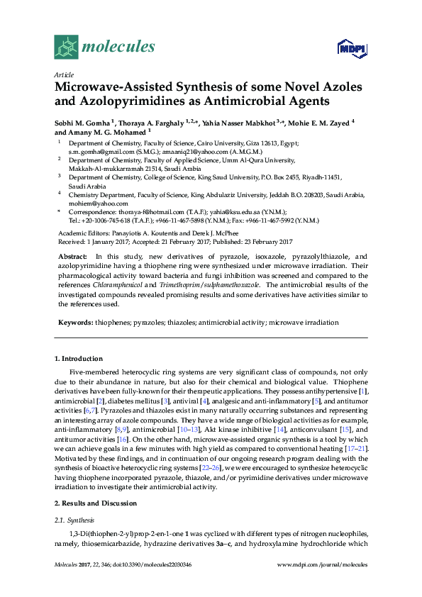 (PDF) Microwave-Assisted Synthesis of some Novel Azoles and ...