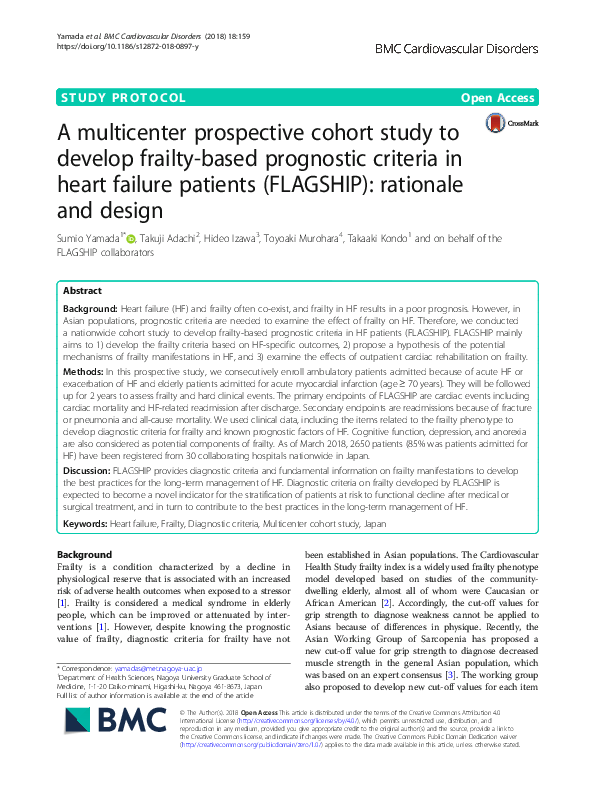(PDF) A multicenter prospective cohort study to develop frailty-based ...