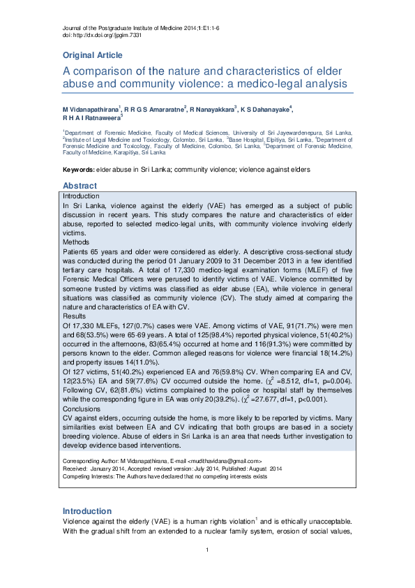 (PDF) A comparison of the nature and characteristics of elder abuse and ...