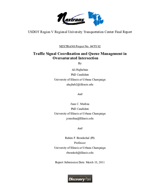 (PDF) Traffic Signal Coordination and Queue Management in Oversaturated ...