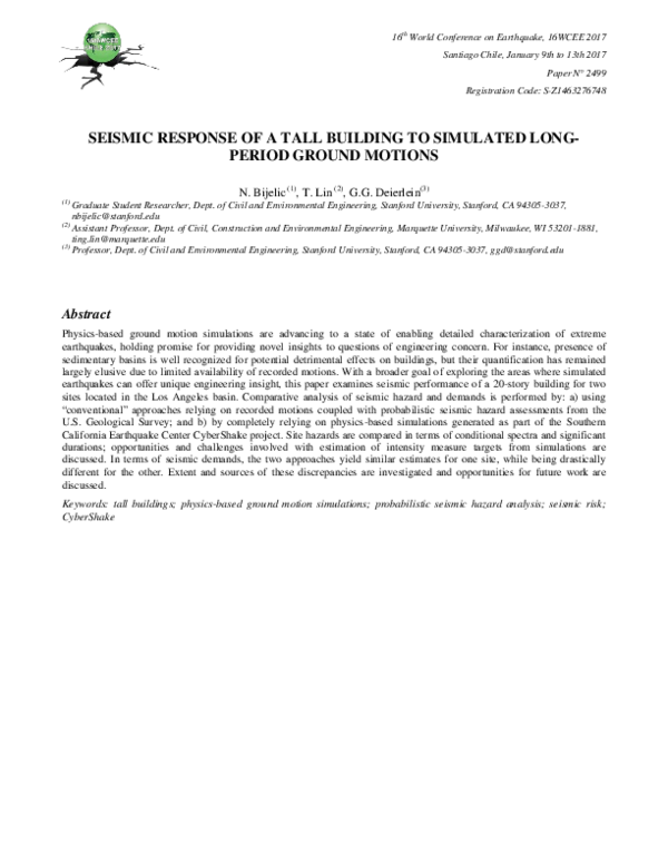(PDF) Seismic Response of a Tall Building to Simulated Long- Period ...