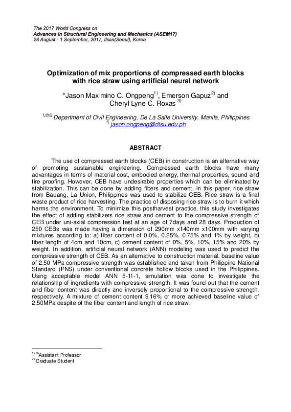 (PDF) Optimization of mix proportions of compressed earth blocks with ...
