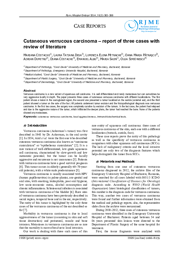 (PDF) Cutaneous verrucous carcinoma - report of three cases with review ...