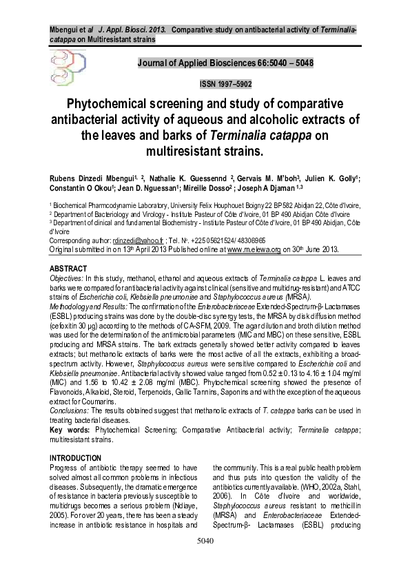 (PDF) Phytochemical screening and study of comparative antibacterial ...