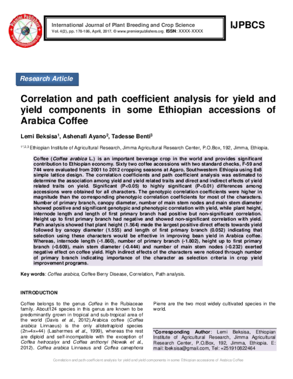 (PDF) Correlation and path coefficient analysis for yield and yield ...