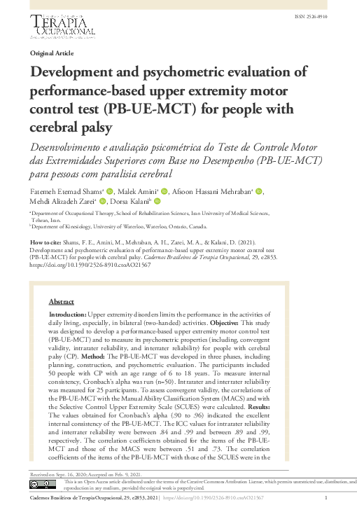 (PDF) Development and psychometric evaluation of performance-based ...