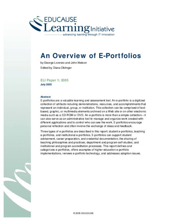 (PDF) An Overview of E-Portfolios