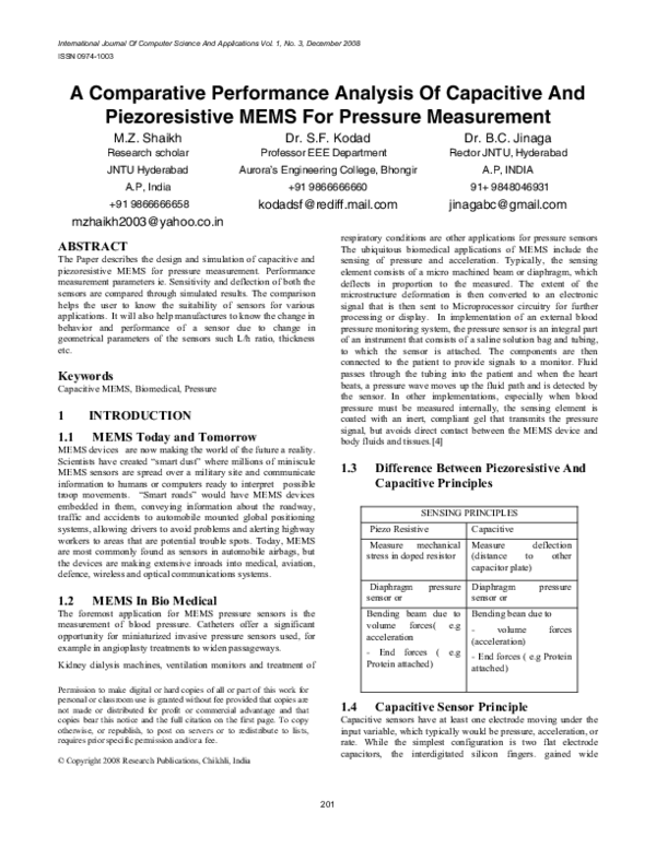 (PDF) A Comparative Performance Analysis Of Capacitive And ...