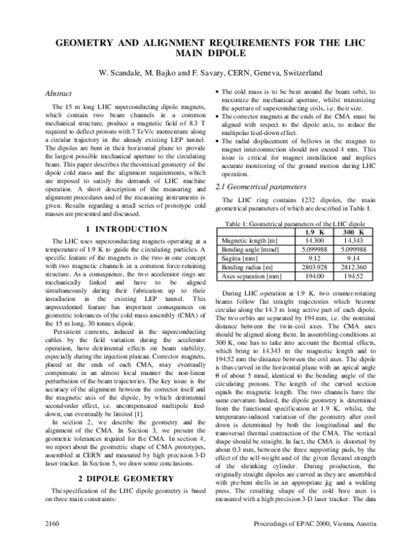 (PDF) Geometry and Alignment Requirements for the LHC Main Dipole