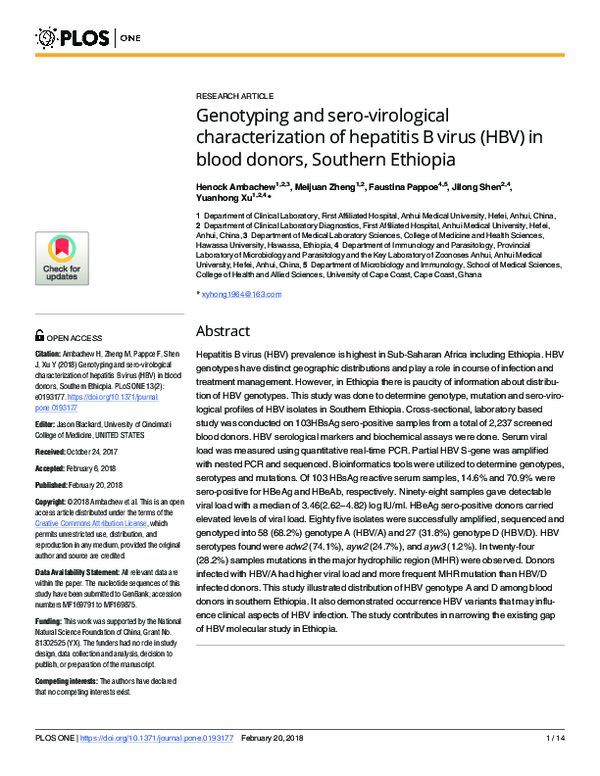 (PDF) Genotyping and sero-virological characterization of hepatitis B ...
