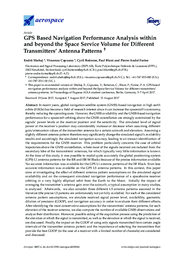 (PDF) GPS Based Navigation Performance Analysis within and beyond the ...