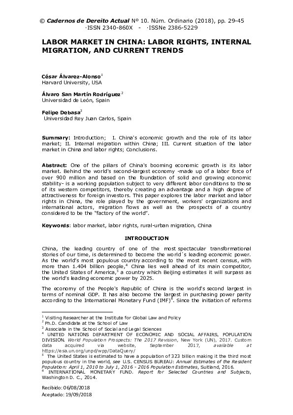 (PDF) Labor Market in China: Labor Rights, Internal Migration, and ...