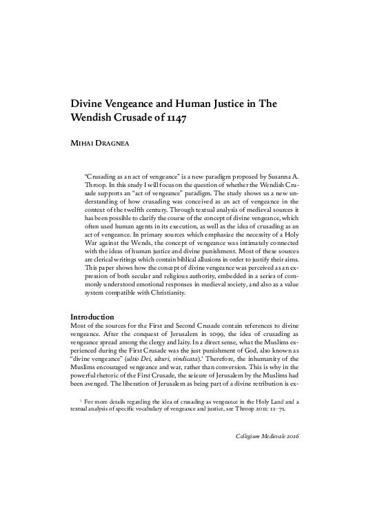 Divine Vengeance and Human Justice in the Wendish Crusade of 1147