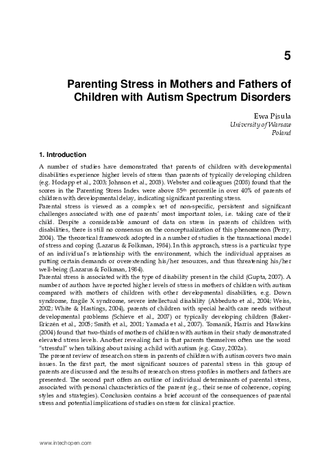 (PDF) 5 Parenting Stress in Mothers and Fathers of Children with Autism ...