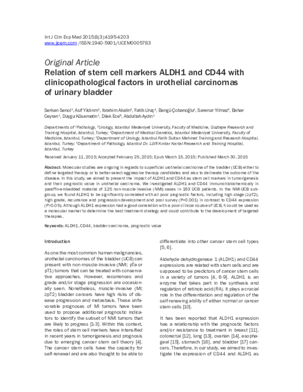 (PDF) Relation of stem cell markers ALDH1 and CD44 with ...