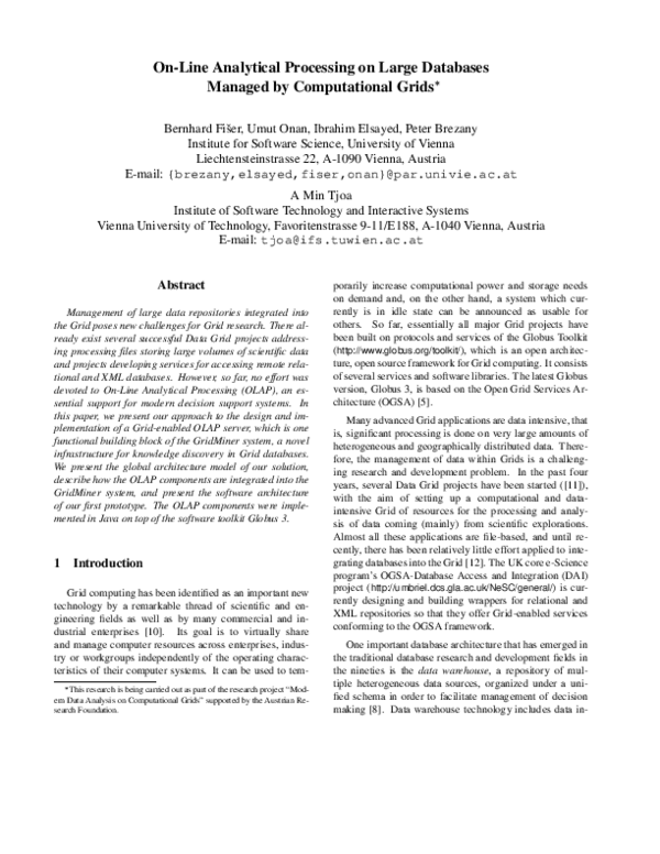 (PDF) On-line analytical processing on large databases managed by ...